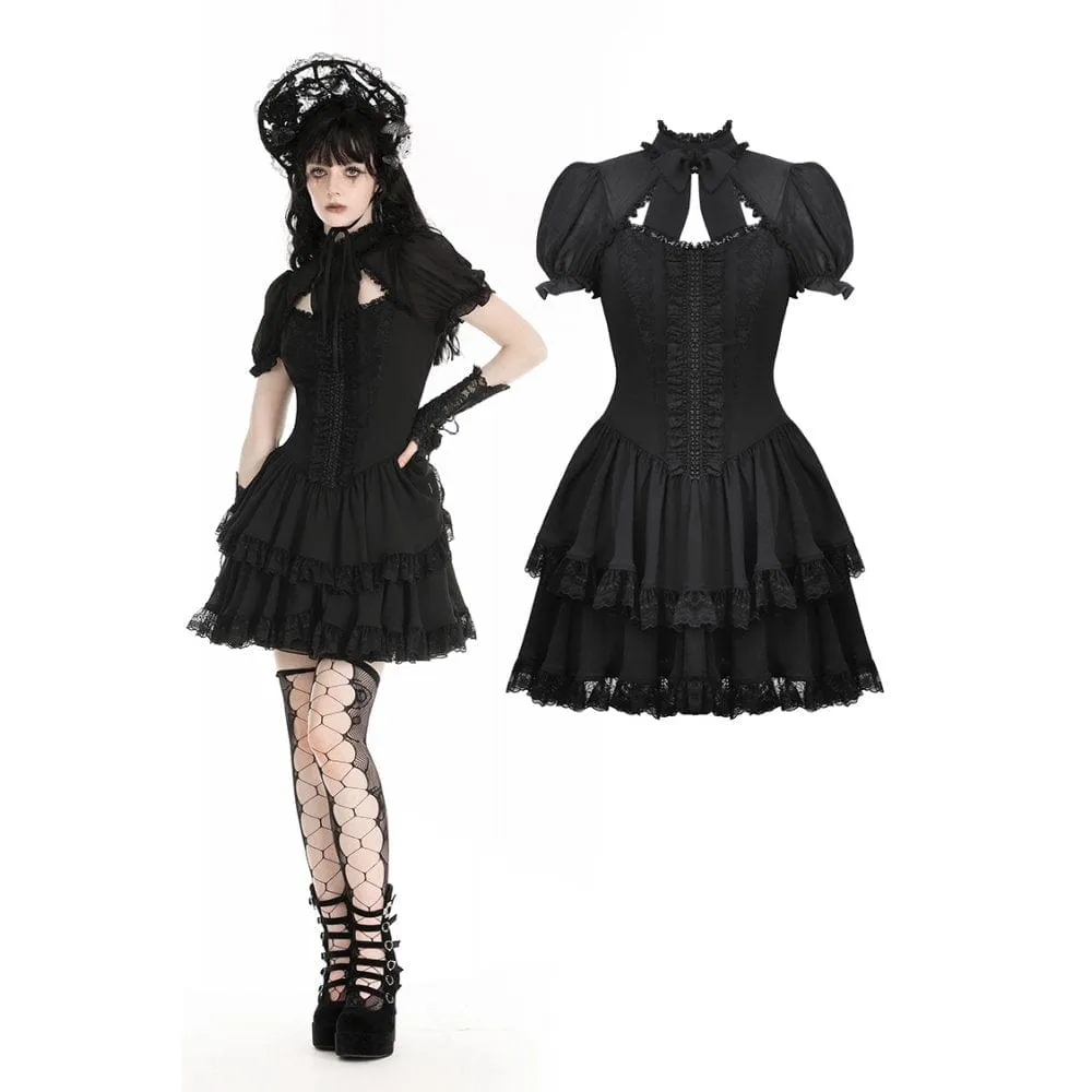 Women's Gothic Puff Sleeved Layered Grad Dress