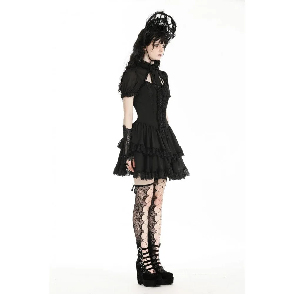 Women's Gothic Puff Sleeved Layered Grad Dress