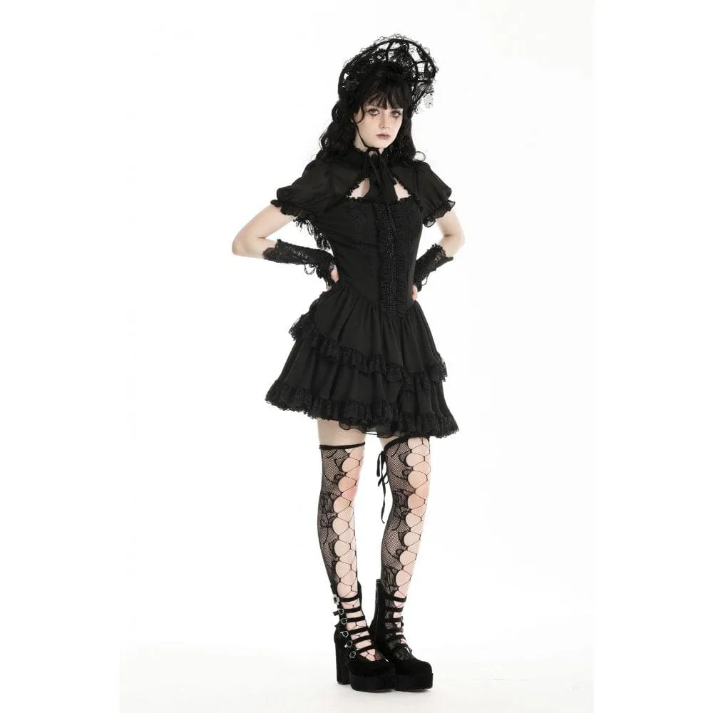 Women's Gothic Puff Sleeved Layered Grad Dress