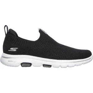 Women's Skechers GOwalk 5 Trendy Black/White Knit Fabric