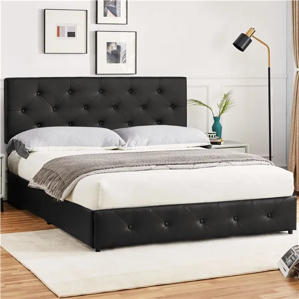 Yaheetech Queen Upholstered Platform Bed Frame