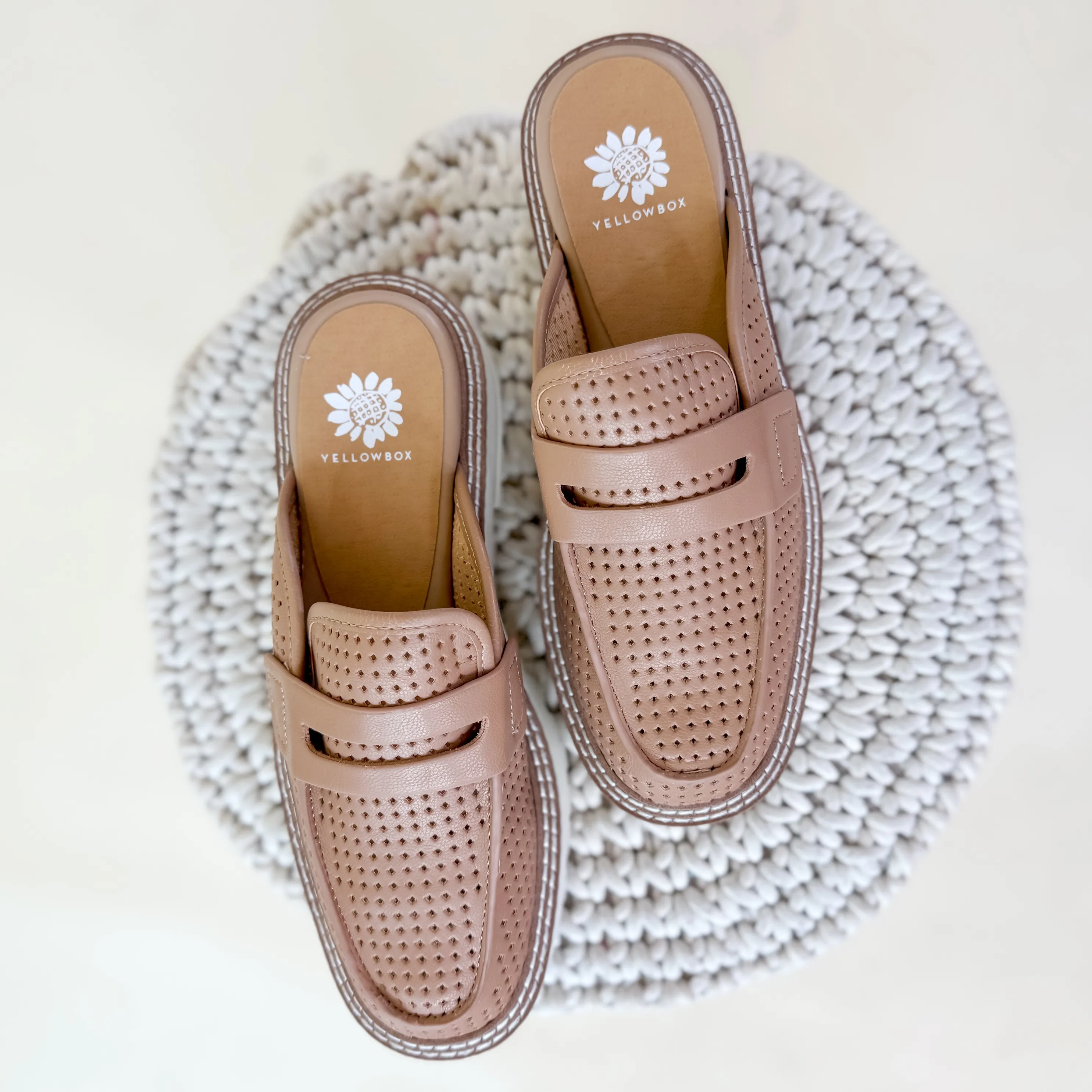 Yellow Box | Sherlyn Loafer Mule in Almond