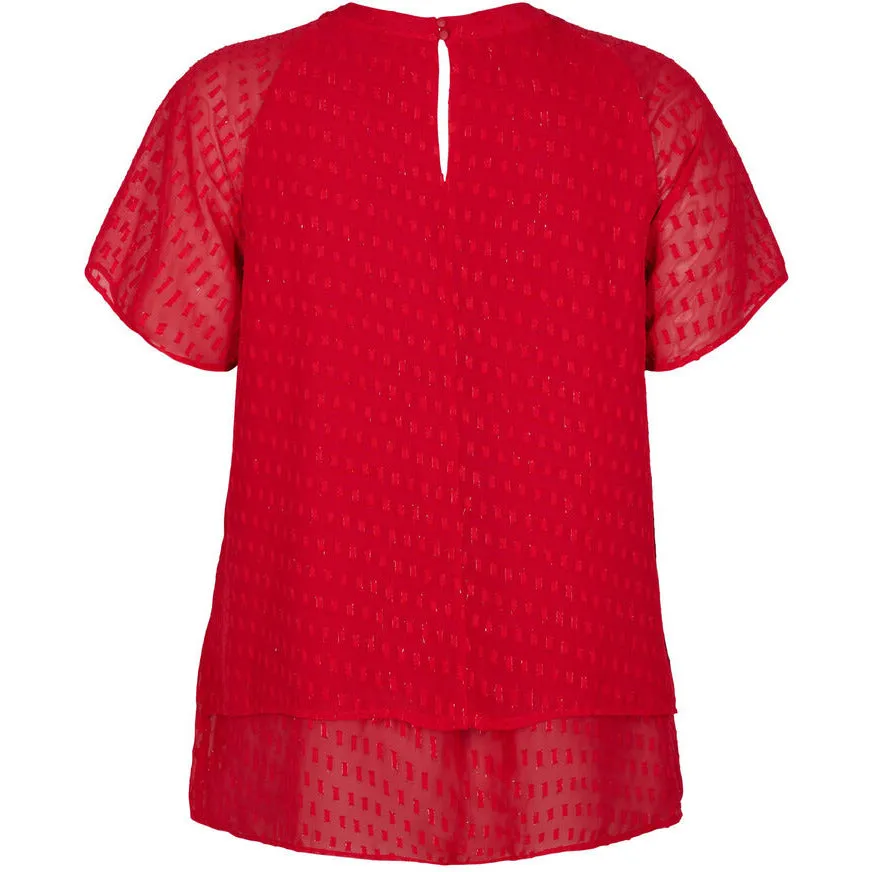 Zizzi Patterned Chiffon Blouse in Red