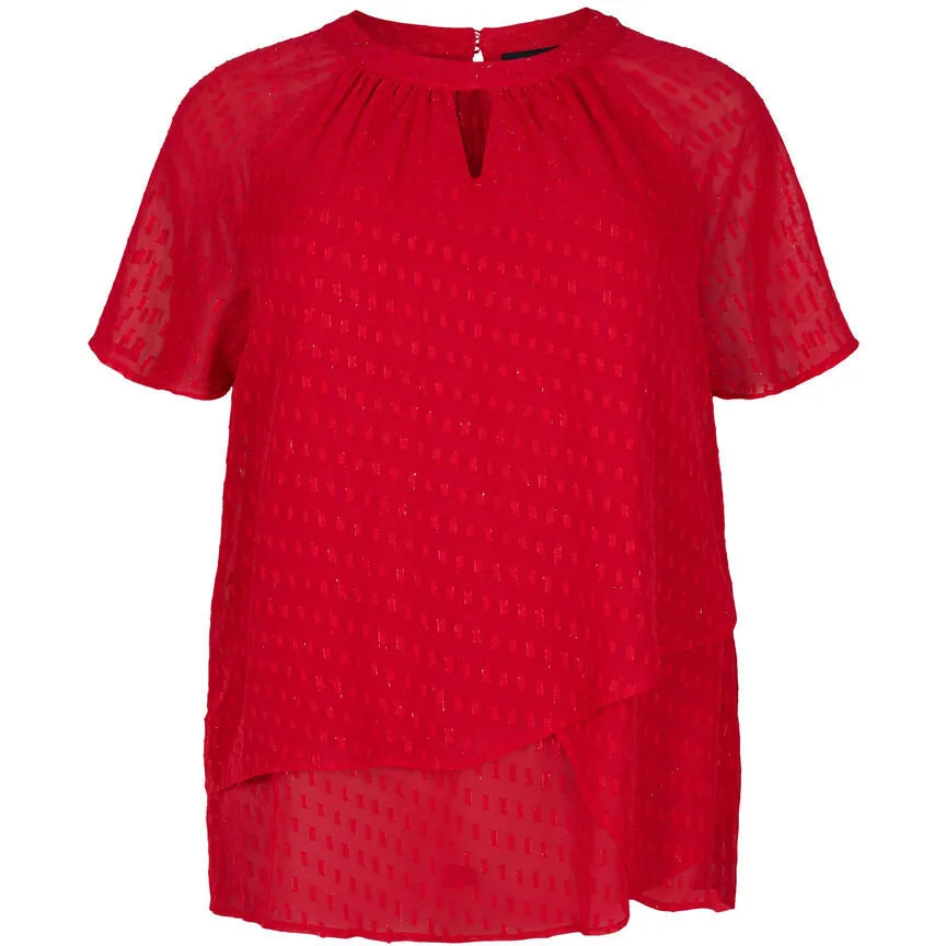 Zizzi Patterned Chiffon Blouse in Red